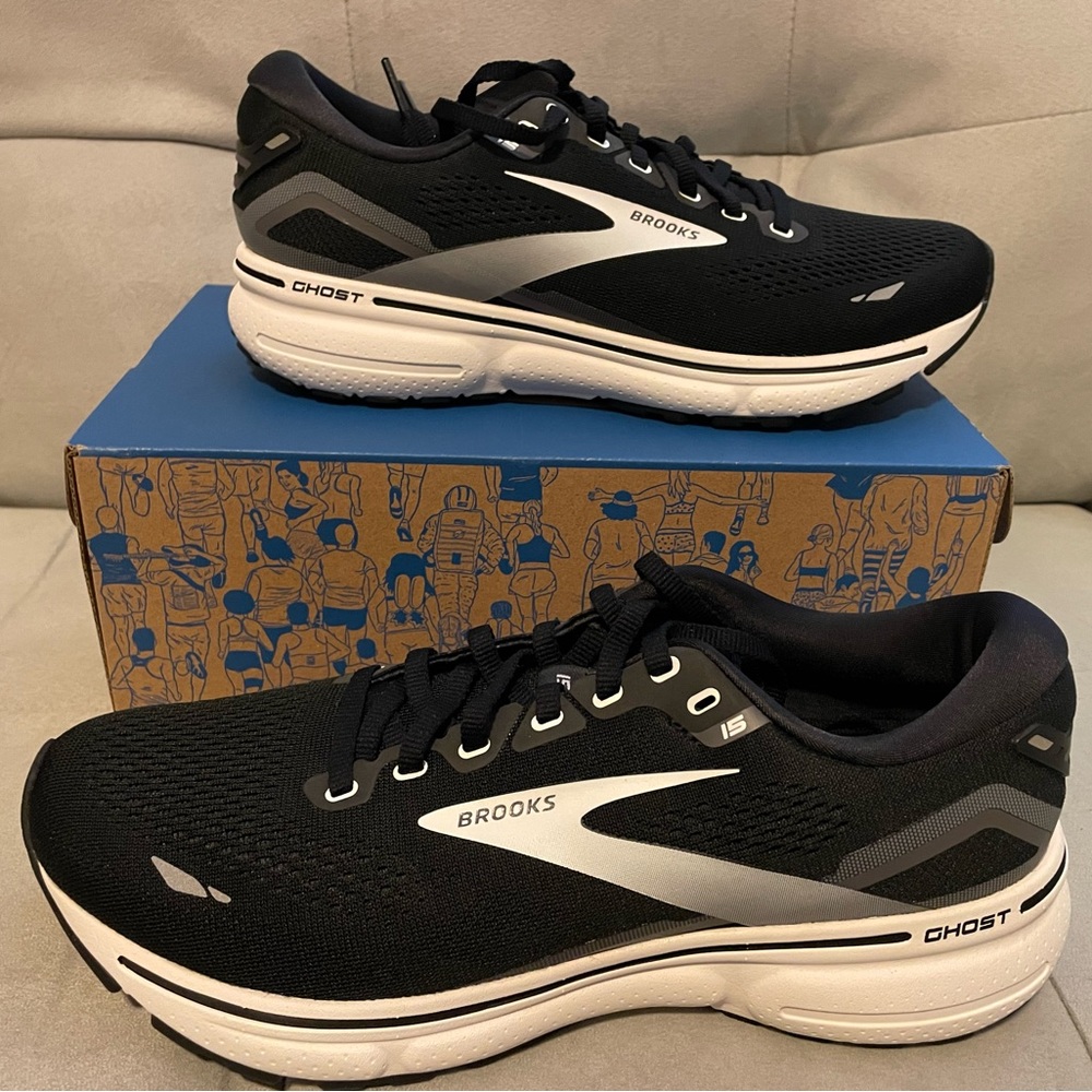 Brooks Ghost 15 Black/White Women’s Size 10 Running Shoes